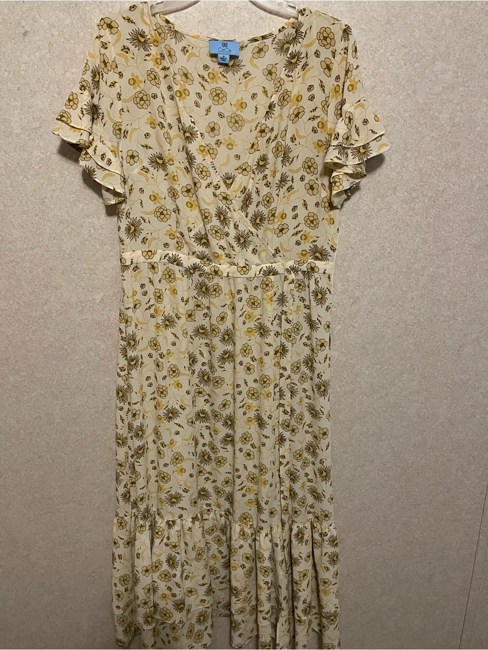 CeCe Cream Maxi Dress with Yellow Floral Print